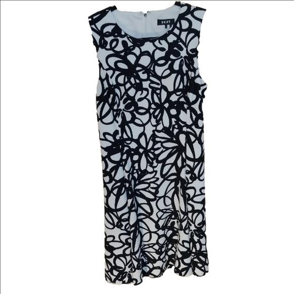 DKNY Black and White Sheath Midi Dress - Picture 3 of 4